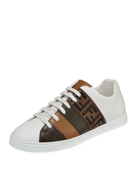 fendi face leather low top sneakers|fendi sneakers for men.